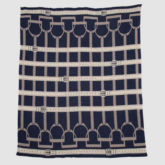 in2Green Cotton Sustainable Knit Throw Blanket - Equestrian Stirrup