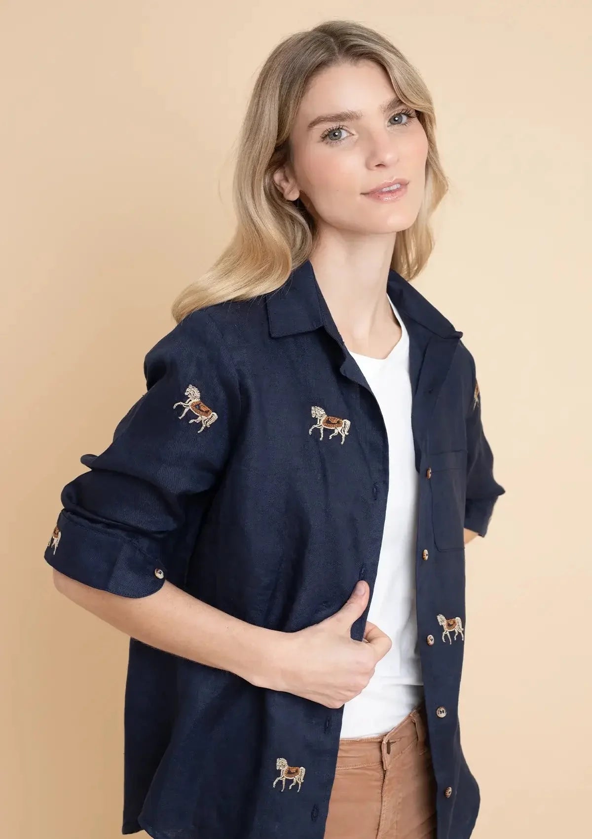 Rönner | Sundown Linen Shirt | Long Sleeve | Embroidered