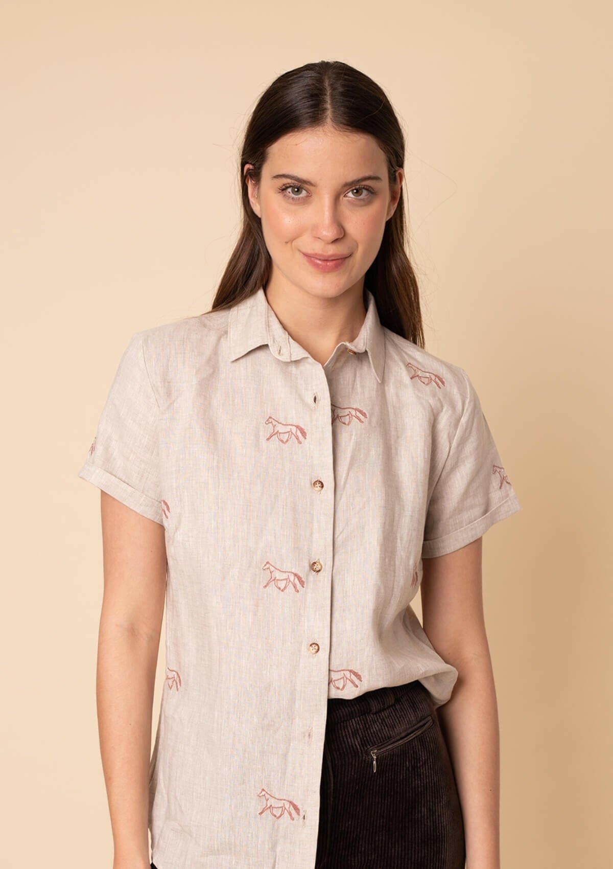 Rönner | Sundown Linen Shirt | Short Sleeve | Embroidered