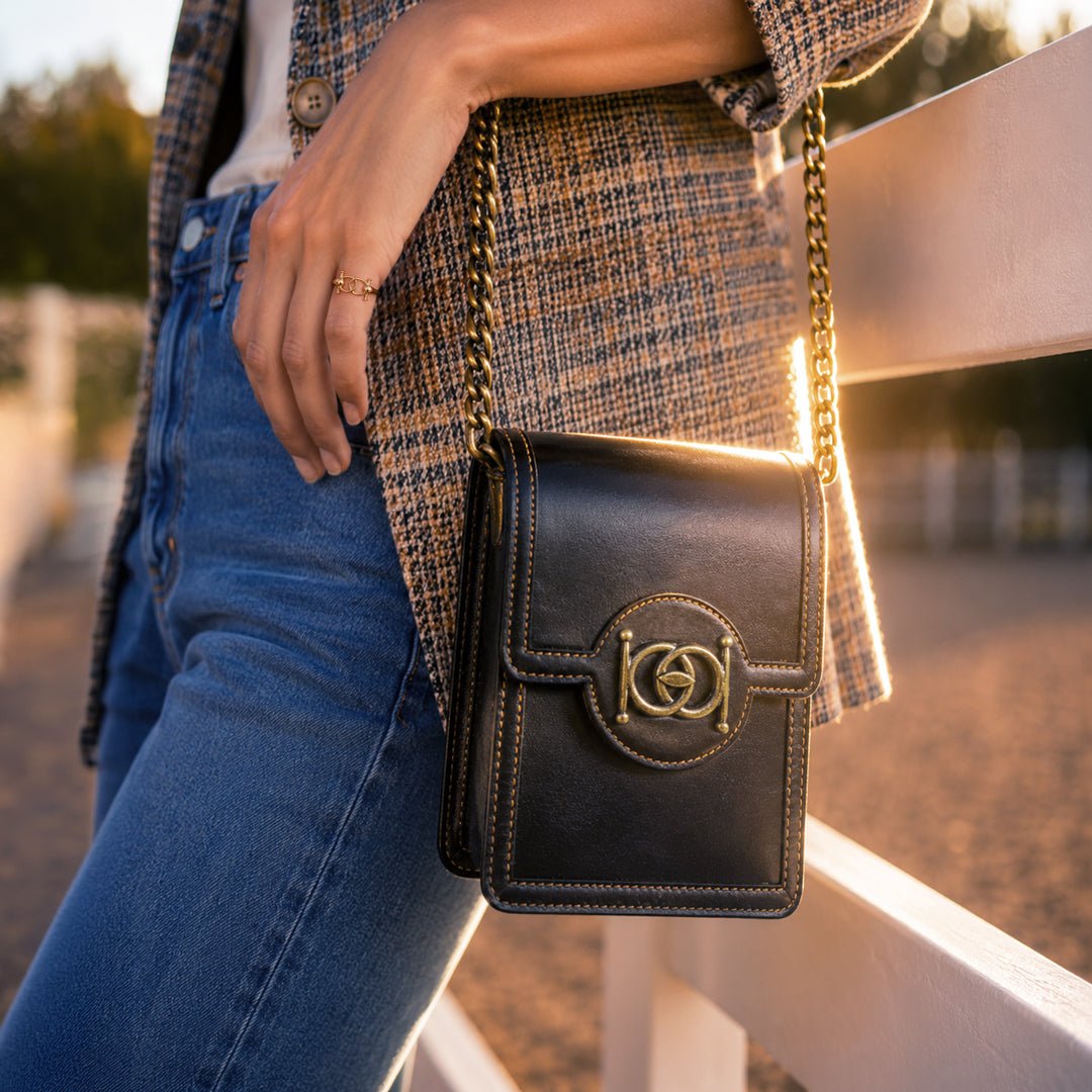Urban Equestrian Talisman - Horse Bit Lock Phone Bag in Black
