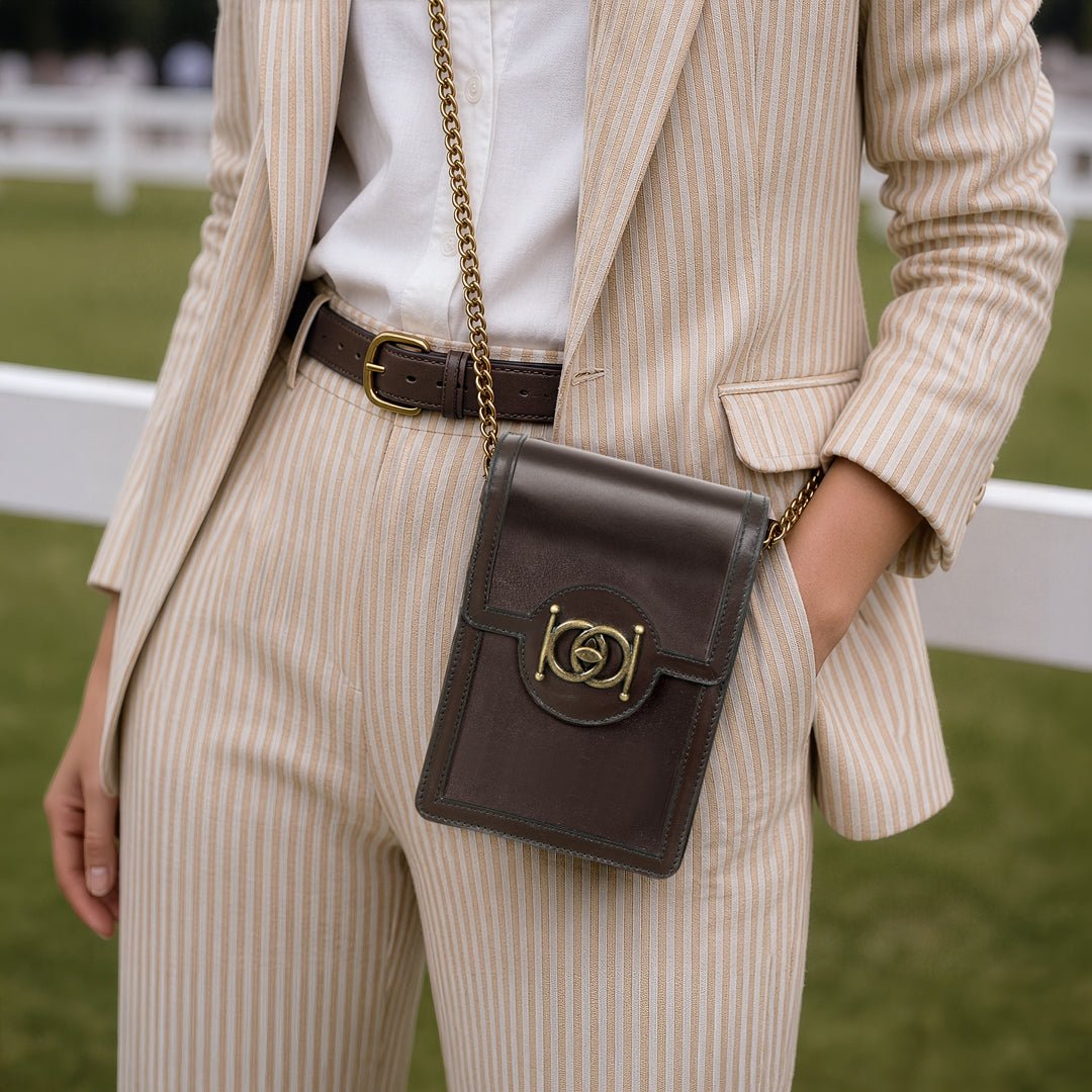 Urban Equestrian Talisman - Horse Bit Lock Phone Bag in Brown
