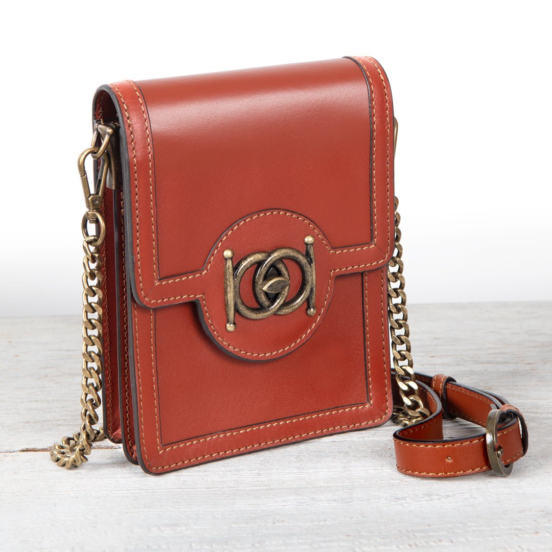 Urban Equestrian Talisman - Horse Bit Lock Phone Bag in Cognac