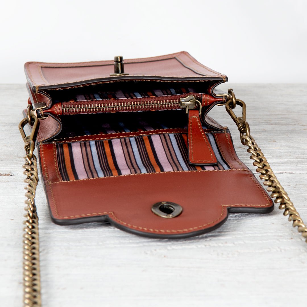 Urban Equestrian Talisman - Horse Bit Lock Phone Bag in Cognac