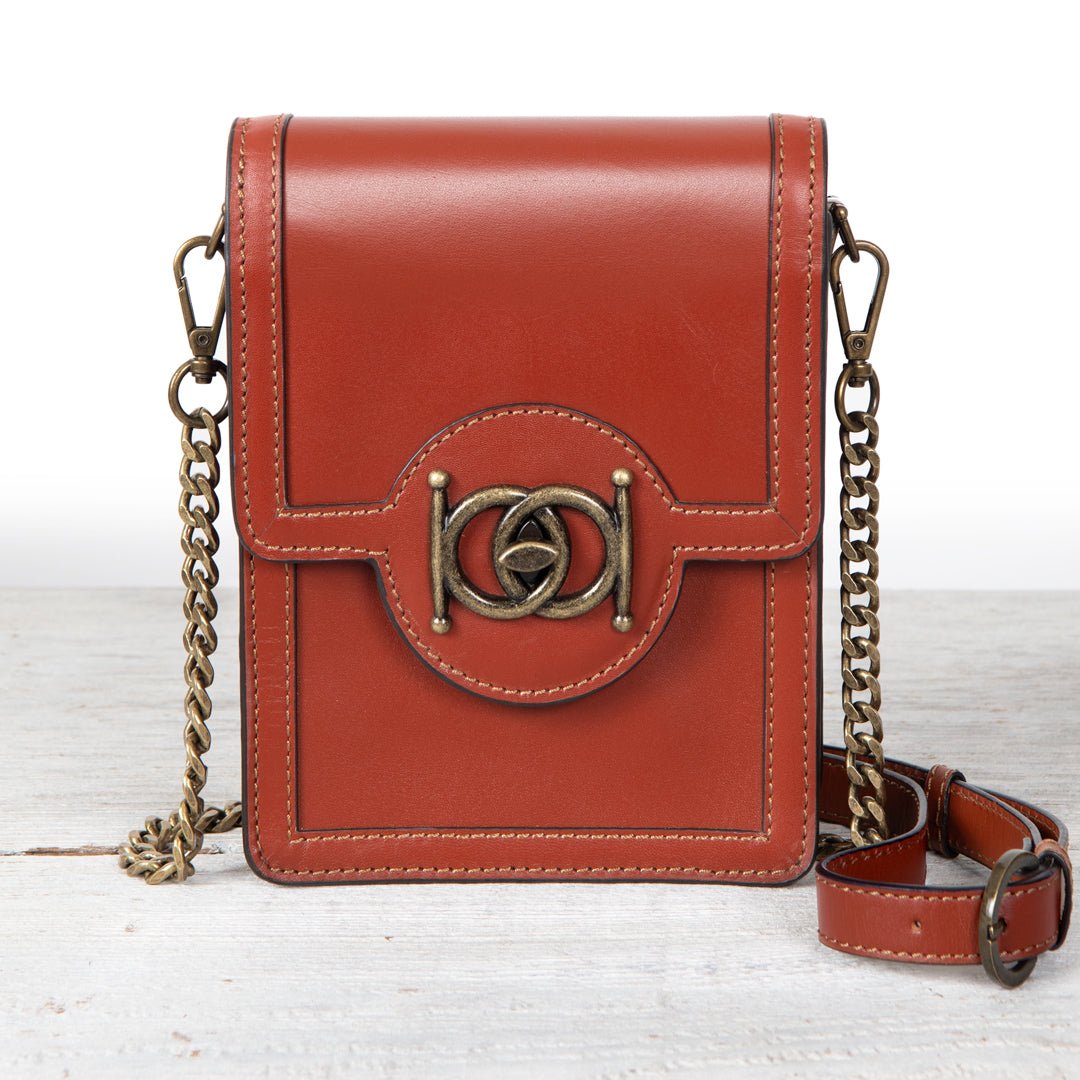 Urban Equestrian Talisman - Horse Bit Lock Phone Bag in Cognac