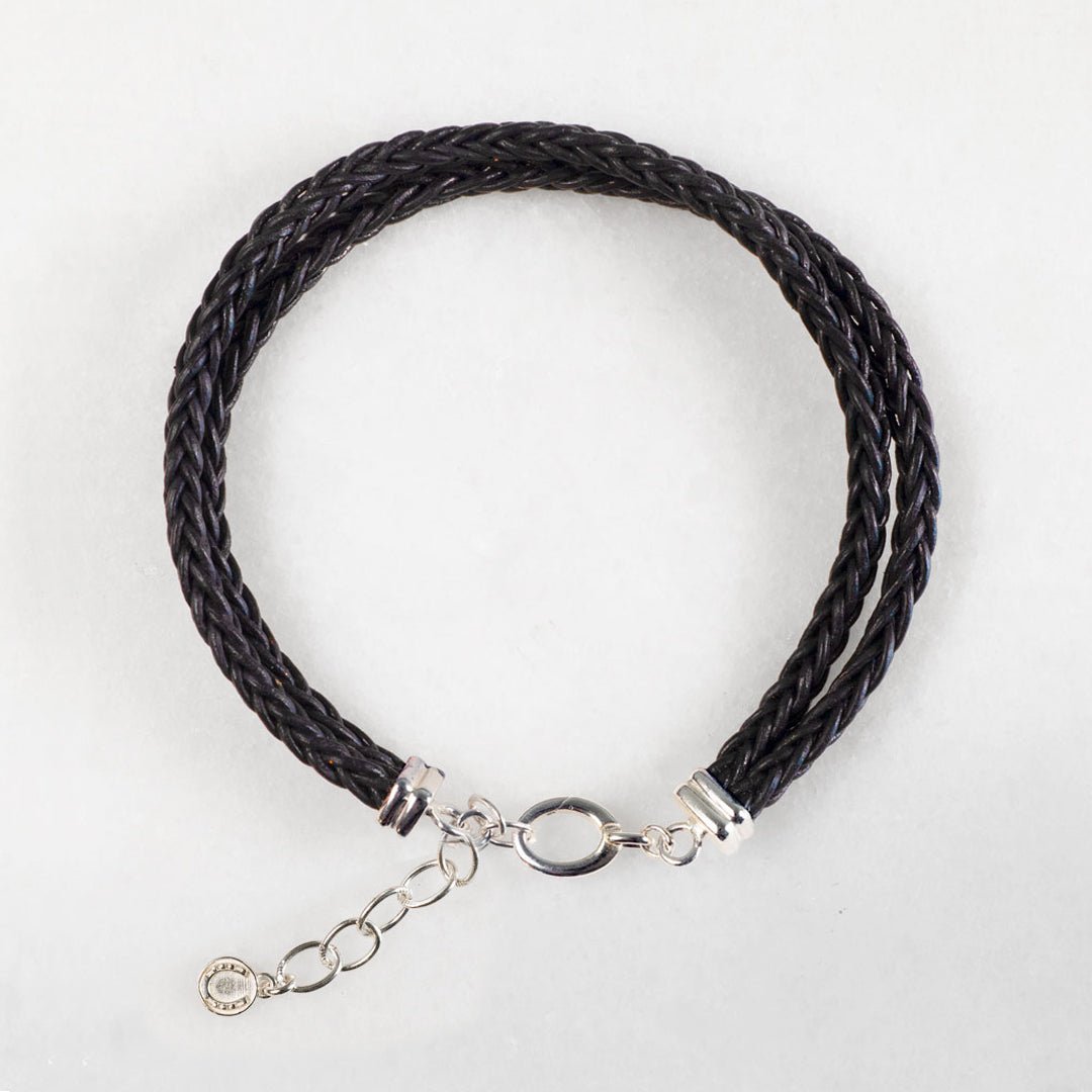 Urban Equestrian - Tally - Braided Leather Horseshoe Coin Bracelet in Black