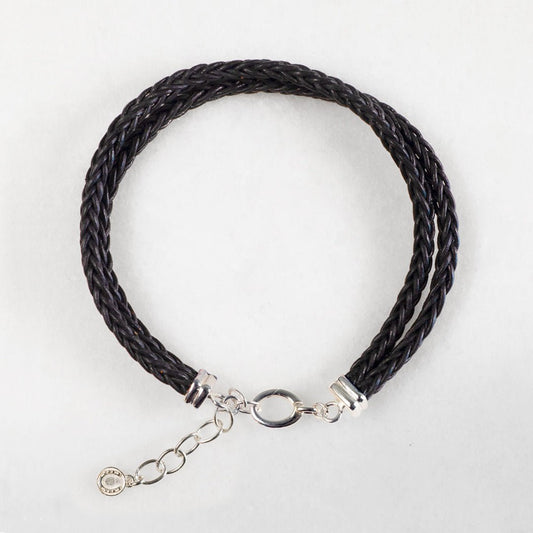 Urban Equestrian - Tally - Braided Leather Horseshoe Coin Bracelet in Black