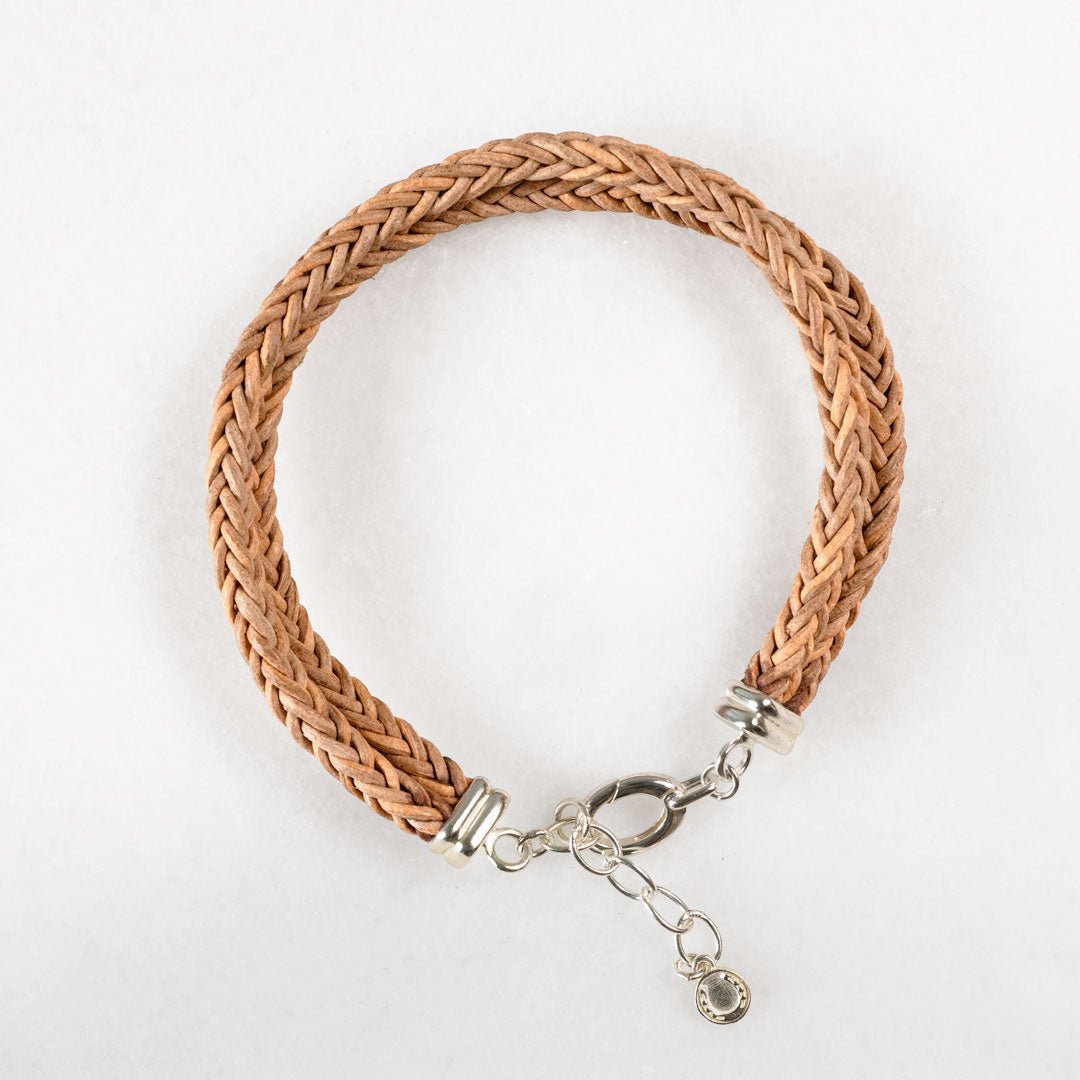 Urban Equestrian  - Tally - Braided Leather Horseshoe Coin Bracelet in Natural