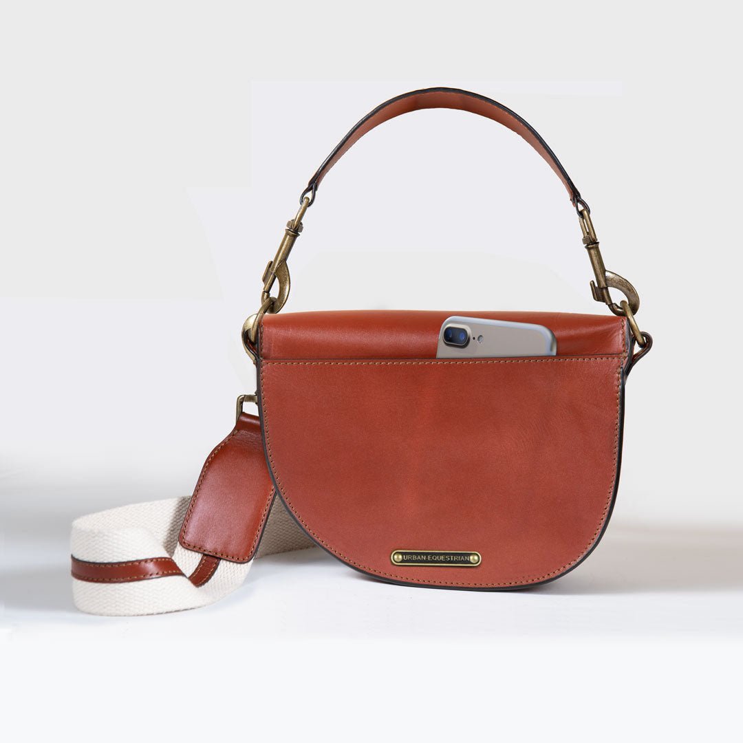 Urban Equestrian Signature Saddle Bag - Luxury Leather Handbag in Cognac