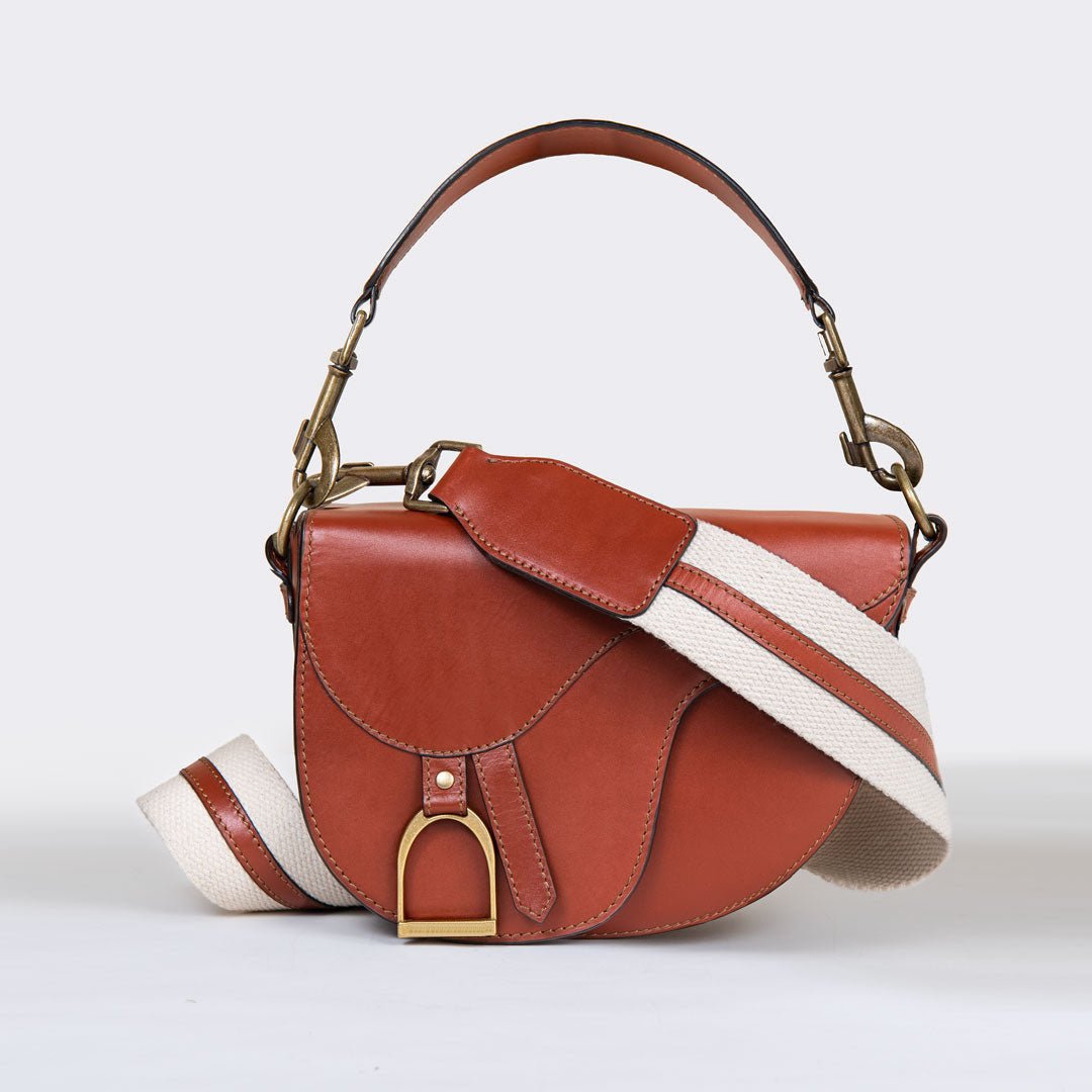 Urban Equestrian Signature Saddle Bag - Luxury Leather Handbag in Cognac