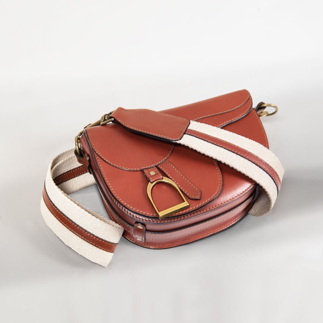 Urban Equestrian Signature Saddle Bag - Luxury Leather Handbag in Cognac