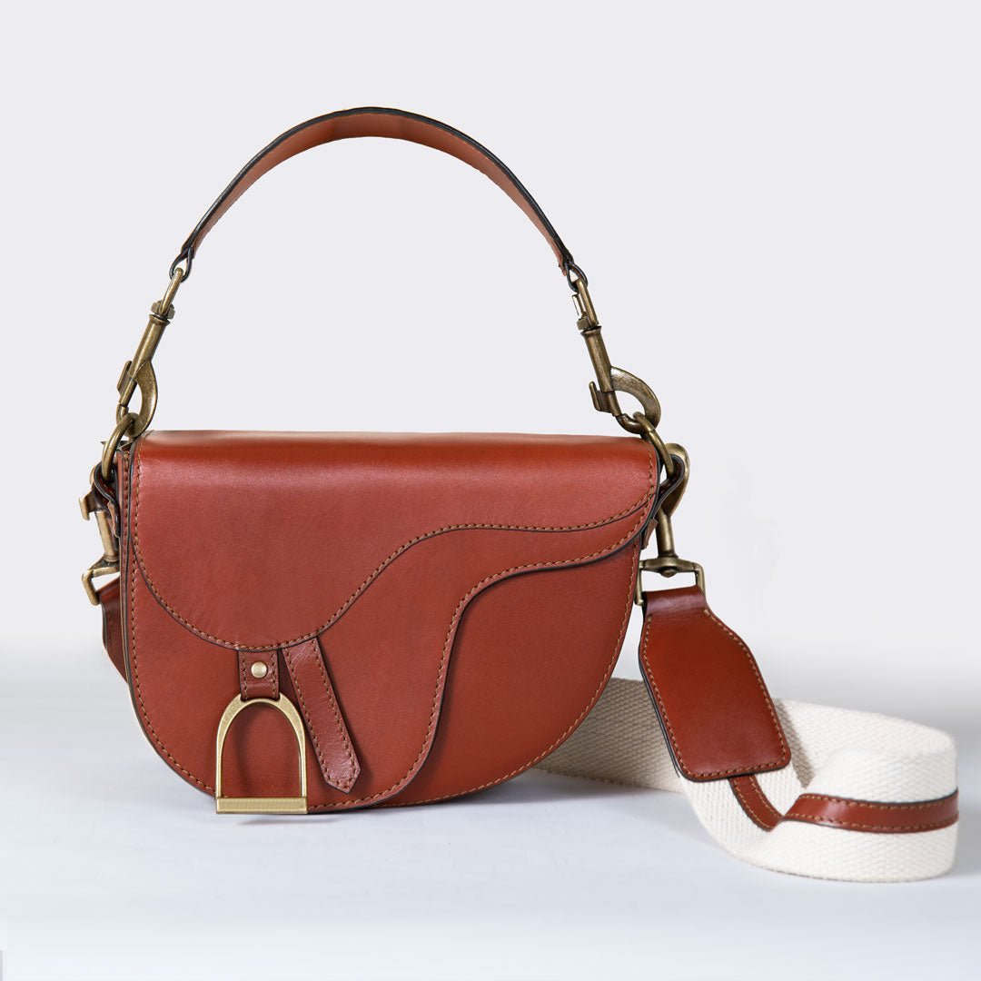 Urban Equestrian Signature Saddle Bag - Luxury Leather Handbag in Cognac