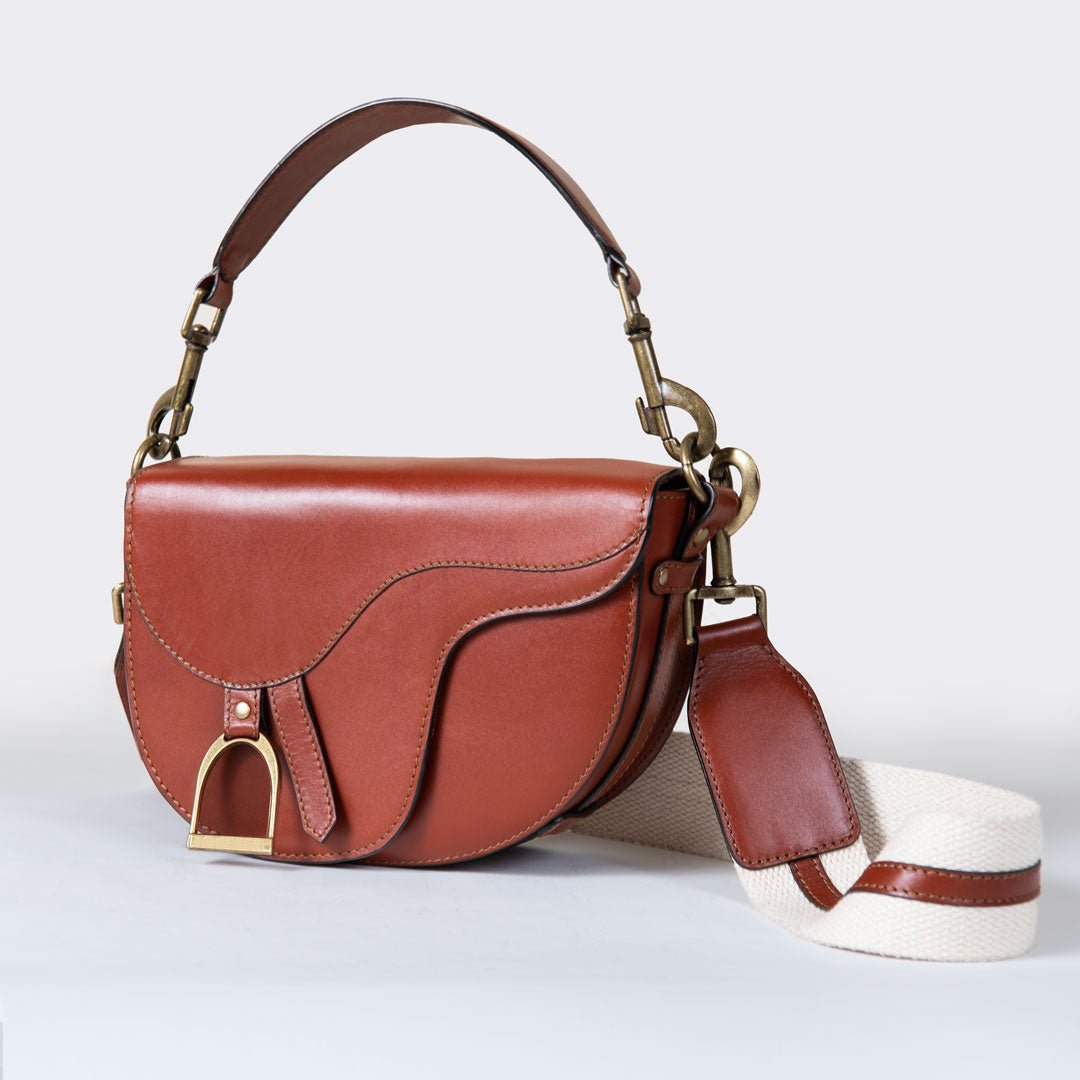 Urban Equestrian Signature Saddle Bag - Luxury Leather Handbag in Cognac