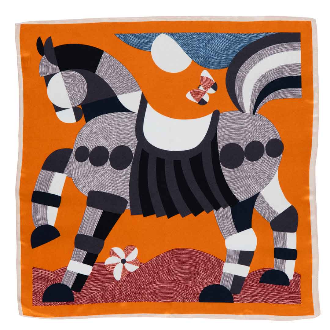 Urban Equestrian Troie - Stylized Equestrian Scarf in Tangerine