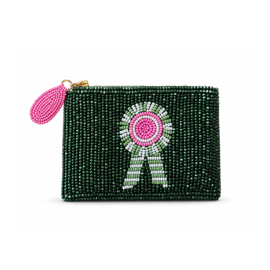 Tucker Tweed - Green Ribbon Small Beaded Pouch