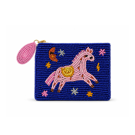 Tucker Tweed - Pink Pony Small Beaded Pouch