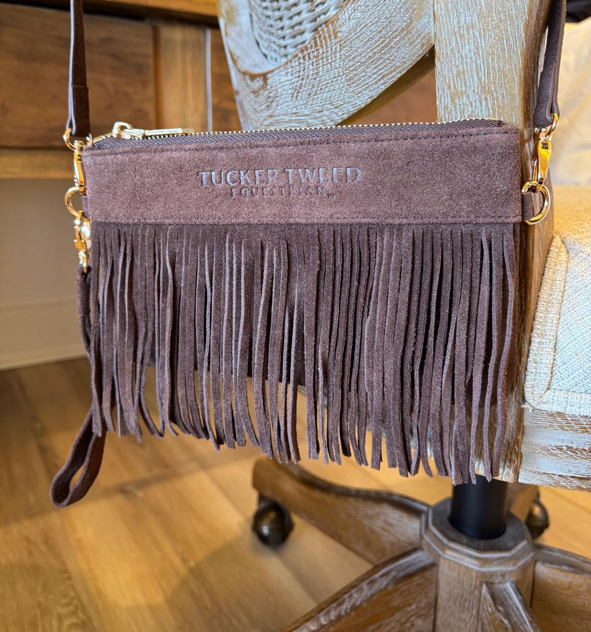 Tucker Tweed - Wellington Wristlet Dark Chocolate Fringe LIMITED EDITION