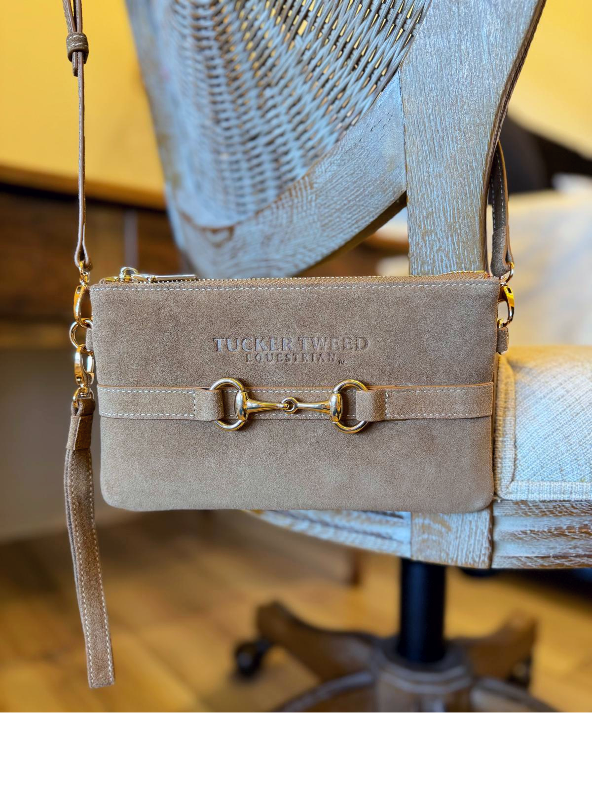 Tucker Tweed - Wellington Wristlet Milk Chocolate Suede Edition