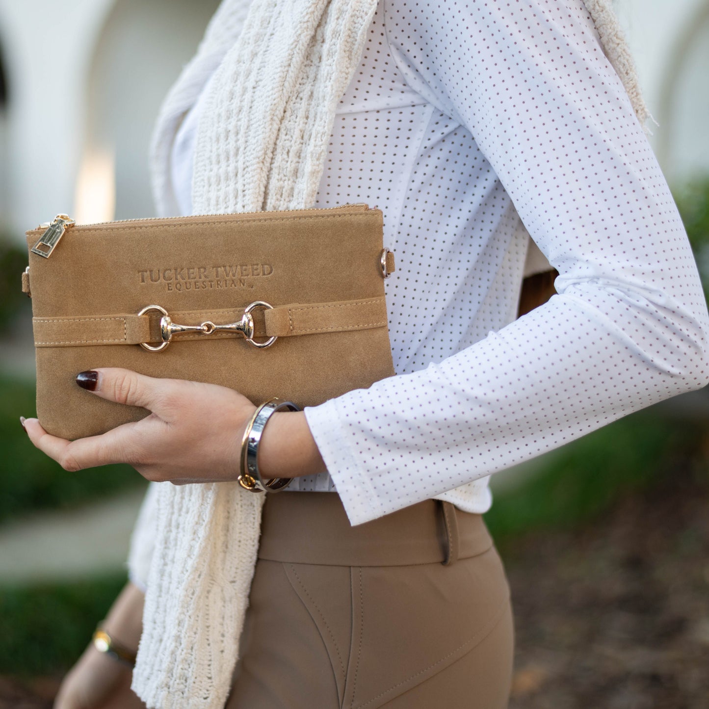 Tucker Tweed - Wellington Wristlet Milk Chocolate Suede Edition