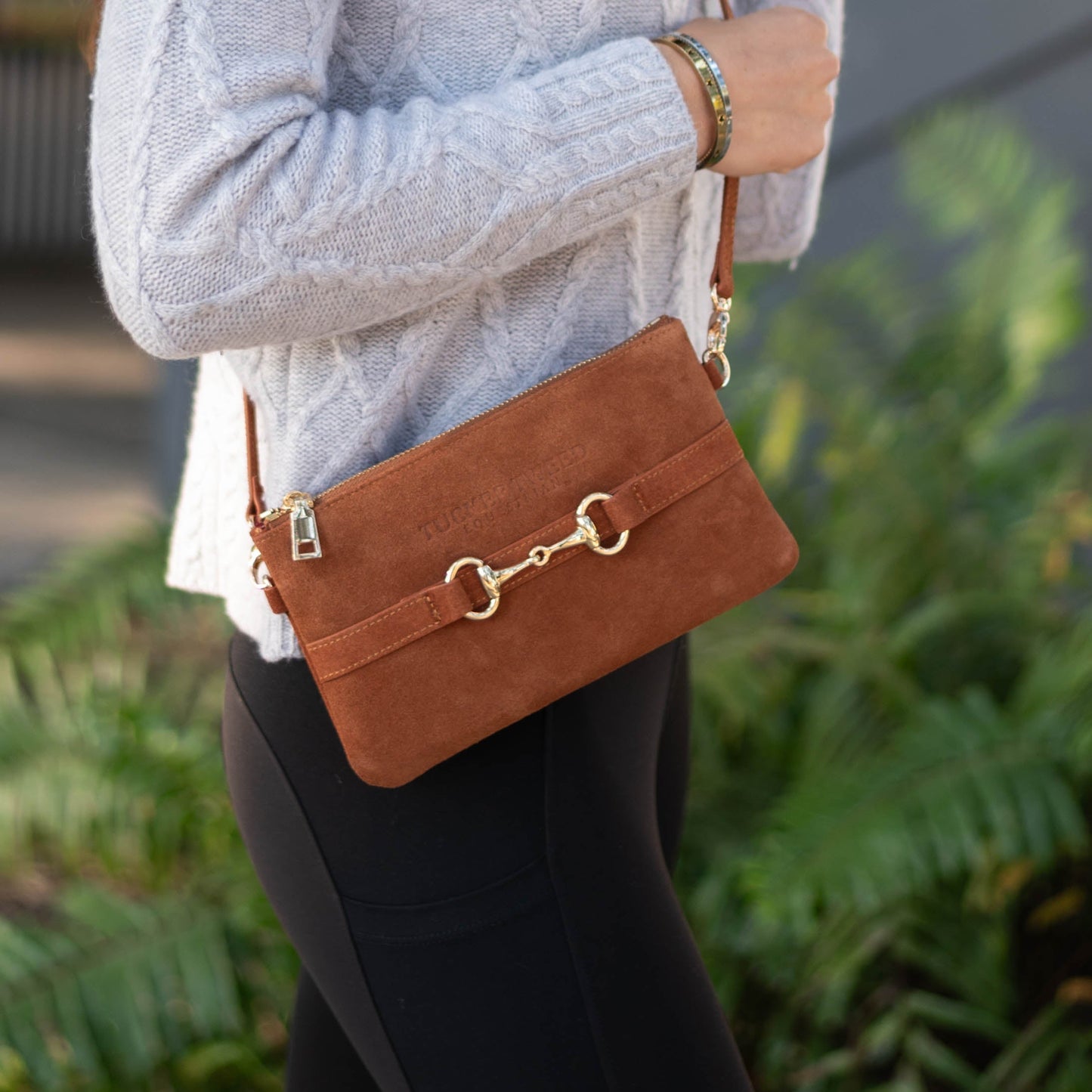 Tucker Tweed - Wellington Wristlet Sorrel Suede Edition